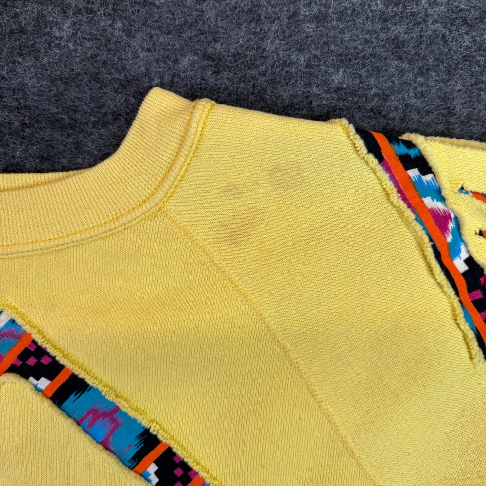 Vtg Discus Athletic Southwest Aztec Fringe Sweatshirt Medium Yellow 90s USA Boho - Picture 5 of 14